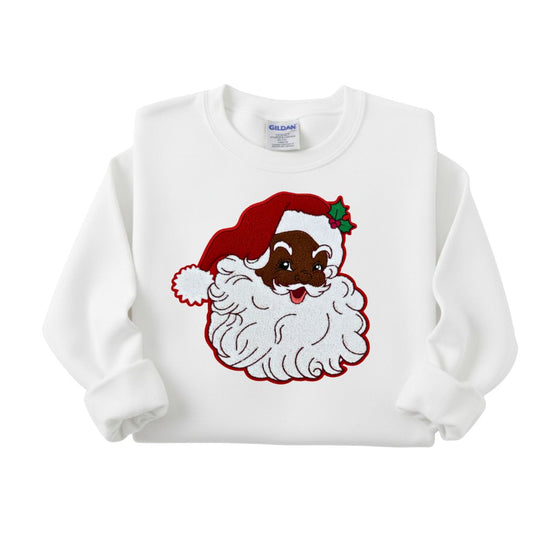 Black Santa Chenille Patch Christmas Sweatshirt