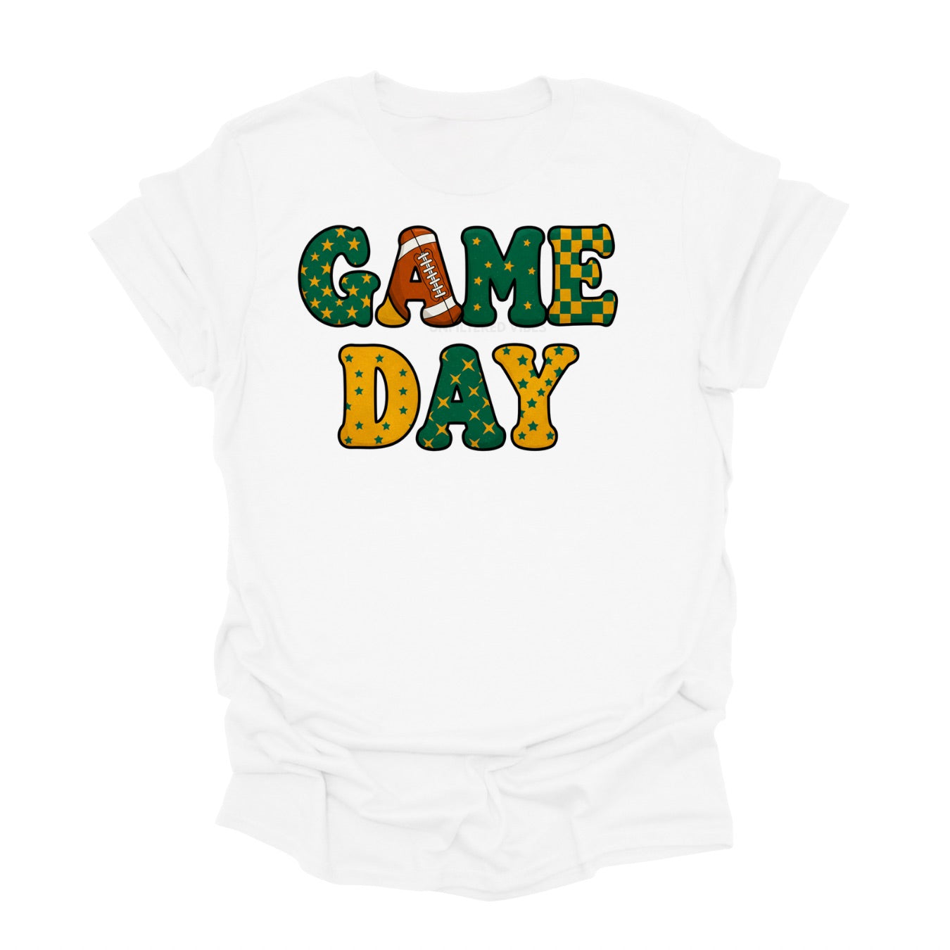 Game Day Football T-Shirt | Retro Green & Gold Team Spirit Tee