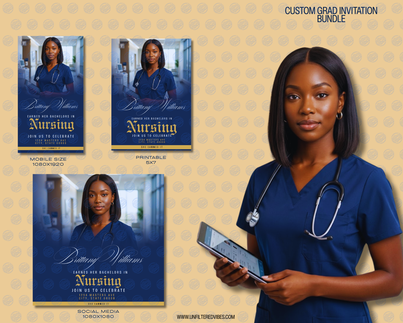 Career Graduation Invitation Bundle | Custom Program Grad Announcement | Mobile, Social Media & Printable 5x7 Invite