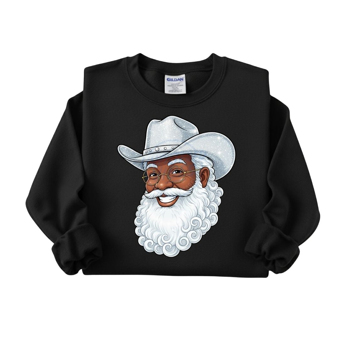 Black Cowboy Santa Christmas Sweatshirt