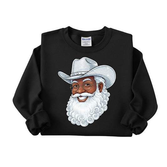 Black Cowboy Santa Christmas Sweatshirt