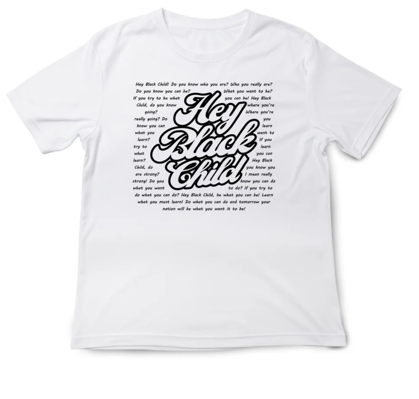 Hey Black Child Affirmation Youth Graphic Tee – White