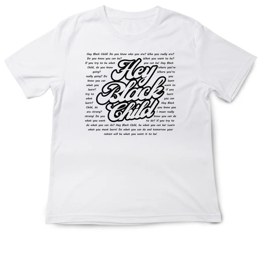 Hey Black Child Affirmation Youth Graphic Tee – White