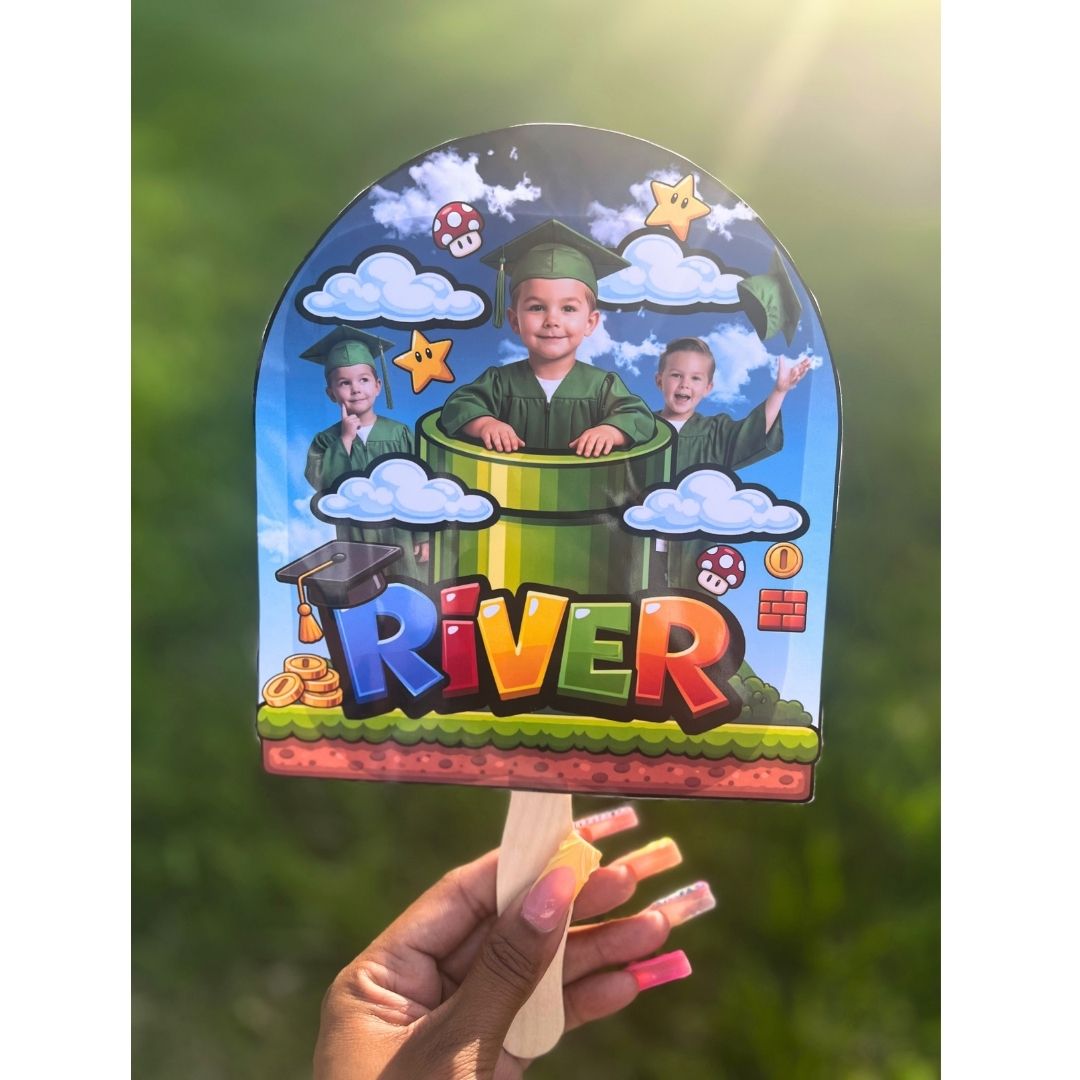Level Up Graduation Hand Fan | Personalized Photo Grad Fan | Graduation Party Favor Fan
