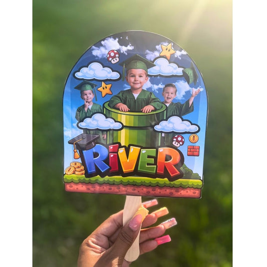 Level Up Graduation Hand Fan | Personalized Photo Grad Fan | Graduation Party Favor Fan