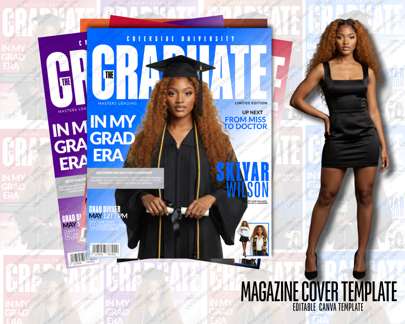 Graduation Magazine Cover Template – Class of 2026 | Editable Canva Senior Announcement | Digital Download