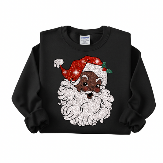 Black Santa Christmas Sweatshirt | Holiday Crewneck | Unfiltered Vibes