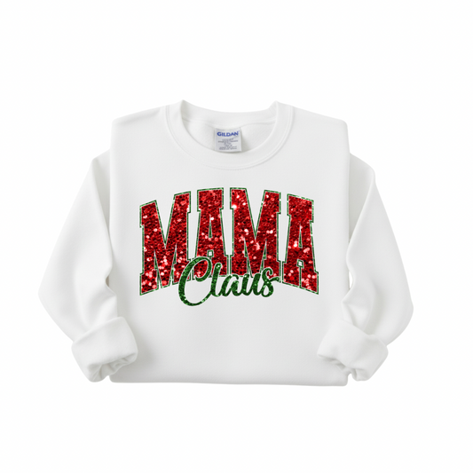 Mama Claus Christmas Sweatshirt | White Holiday Crewneck | Unfiltered Vibes