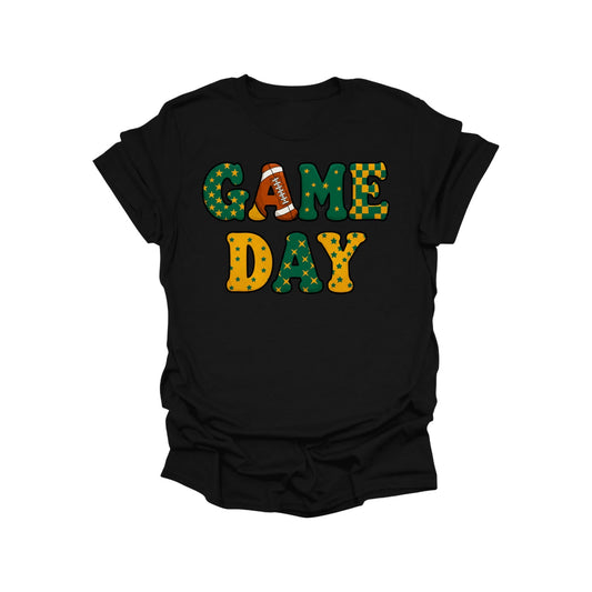 Game Day Football T-Shirt | Retro Green & Gold Team Spirit Tee