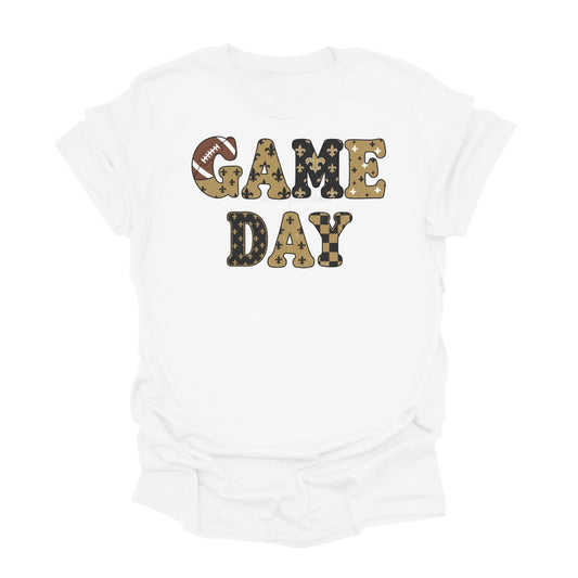 Game Day Shirt – Black & Gold Football Graphic Tee