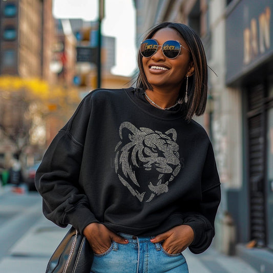 Rhinestone Tiger Face Sweatshirts| Homecoming Bling Sweatshirt (Pre-Order)