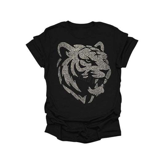 Rhinestone Tiger Face T-Shirt | Homecoming Bling Tee (Pre-Order)