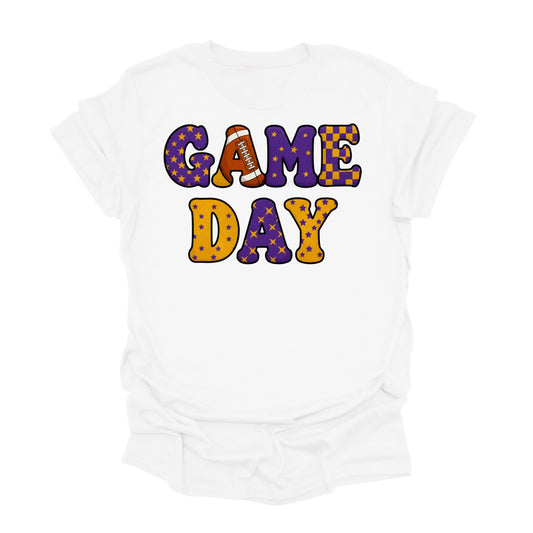 Game Day Shirt – Purple & Gold Football Tee for Fans