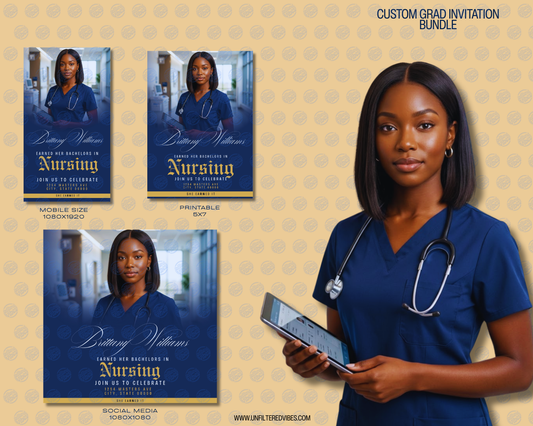 Career Graduation Invitation Bundle | Custom Program Grad Announcement | Mobile, Social Media & Printable 5x7 Invite